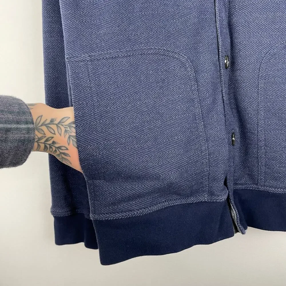 Banana Republic Sweater Jacket Mens XL Navy Blue Funnel Neck Zip Up Sweatshirt